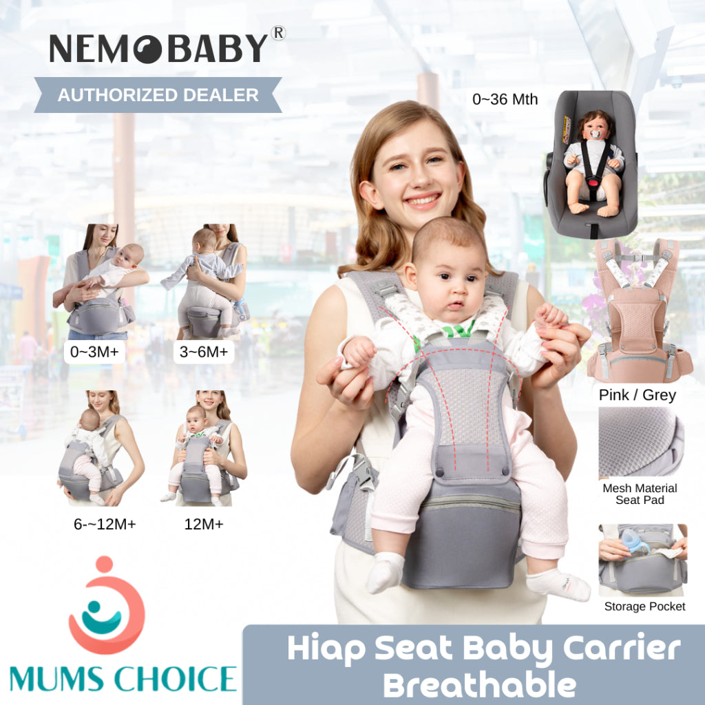 Nemobaby Baby Carrier with Hip Seat Lumbar Support & Adjustable Strap