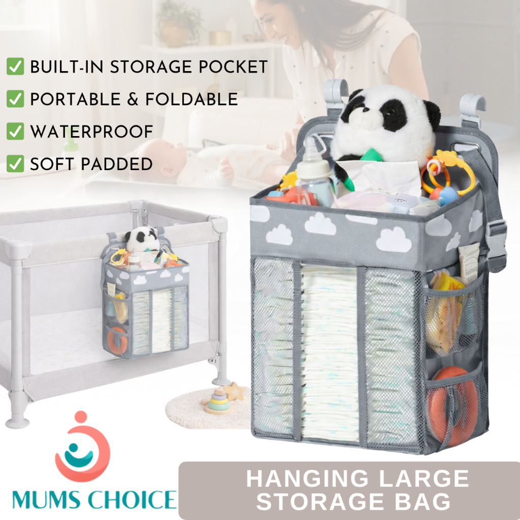 Mums Choice Baby Diaper Organizer Large Capacity Hanging Crib & Stroller Storage Bag