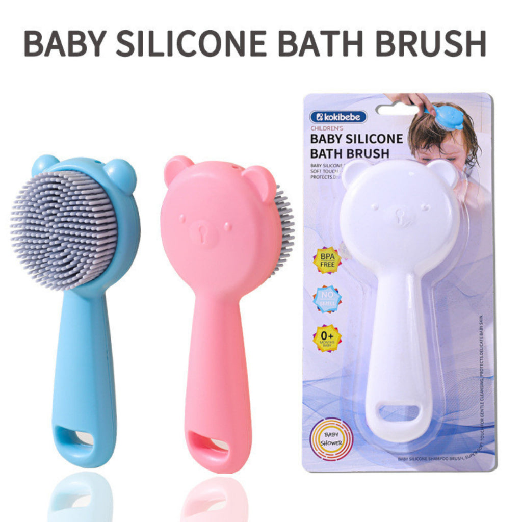 Kokibebe Baby Silicone Bath Brush / Cartoon Silicone Baby Shampoo Brush / Scalp Cleansing & Anti-Itch Hair Washing Comb