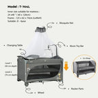 Kidilo Deluxe Multifunctional Baby playpen kids bed with diaper changer and  mosquito net