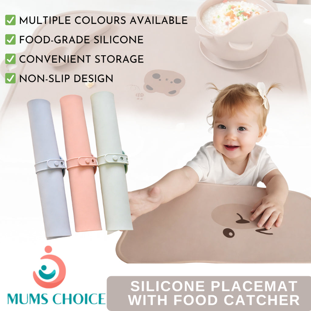 Mums Choice Silicone Placemat with food catcher for Kids baby toddler / Table mat | Food Grade material