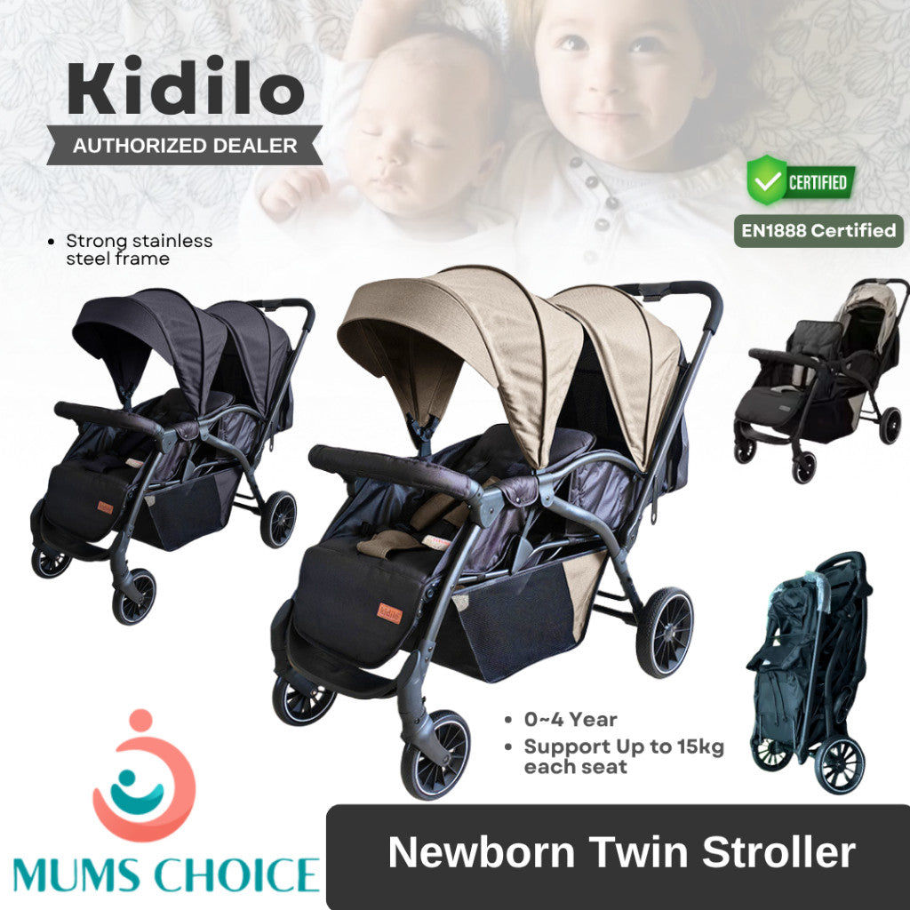 Kidilo Premium Baby Duo Stroller with Bassinet Newborn Ready Lightweight Foldable High-View Pushchair
