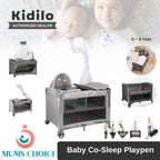 Kidilo Deluxe Multifunctional Baby playpen kids bed with diaper changer and  mosquito net