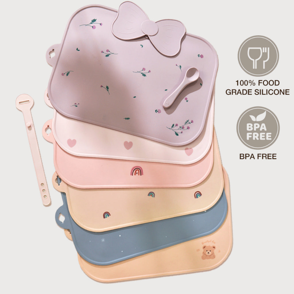 Mums Choice Silicone Placemat with food catcher for Kids baby toddler / Table mat | Food Grade material