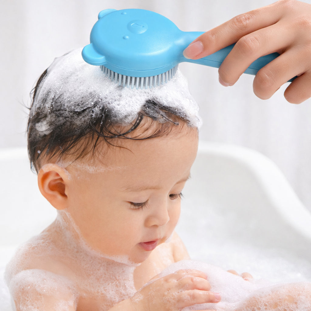 Kokibebe Baby Silicone Bath Brush / Cartoon Silicone Baby Shampoo Brush / Scalp Cleansing & Anti-Itch Hair Washing Comb
