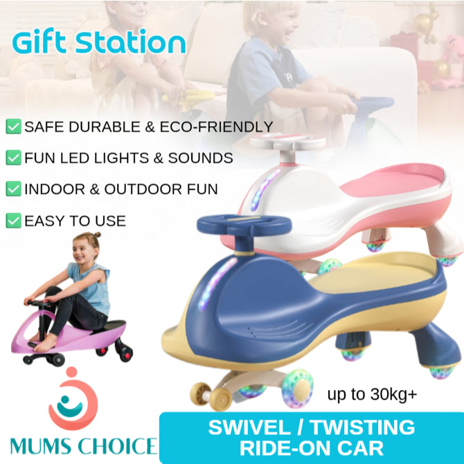 Mums Choice Kids Swivel Ride-On Car | Twisting Toy Car | Child Birthday Present Gift Station