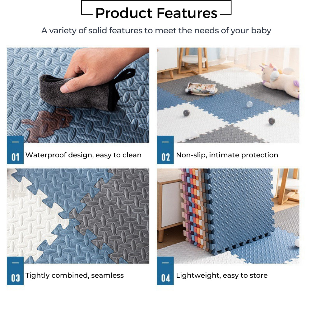 Mums Choice Baby Foam Puzzle Playmat | Double Side Playtime Soft Crawling Floor Mat Child Safety Kids Gift Station