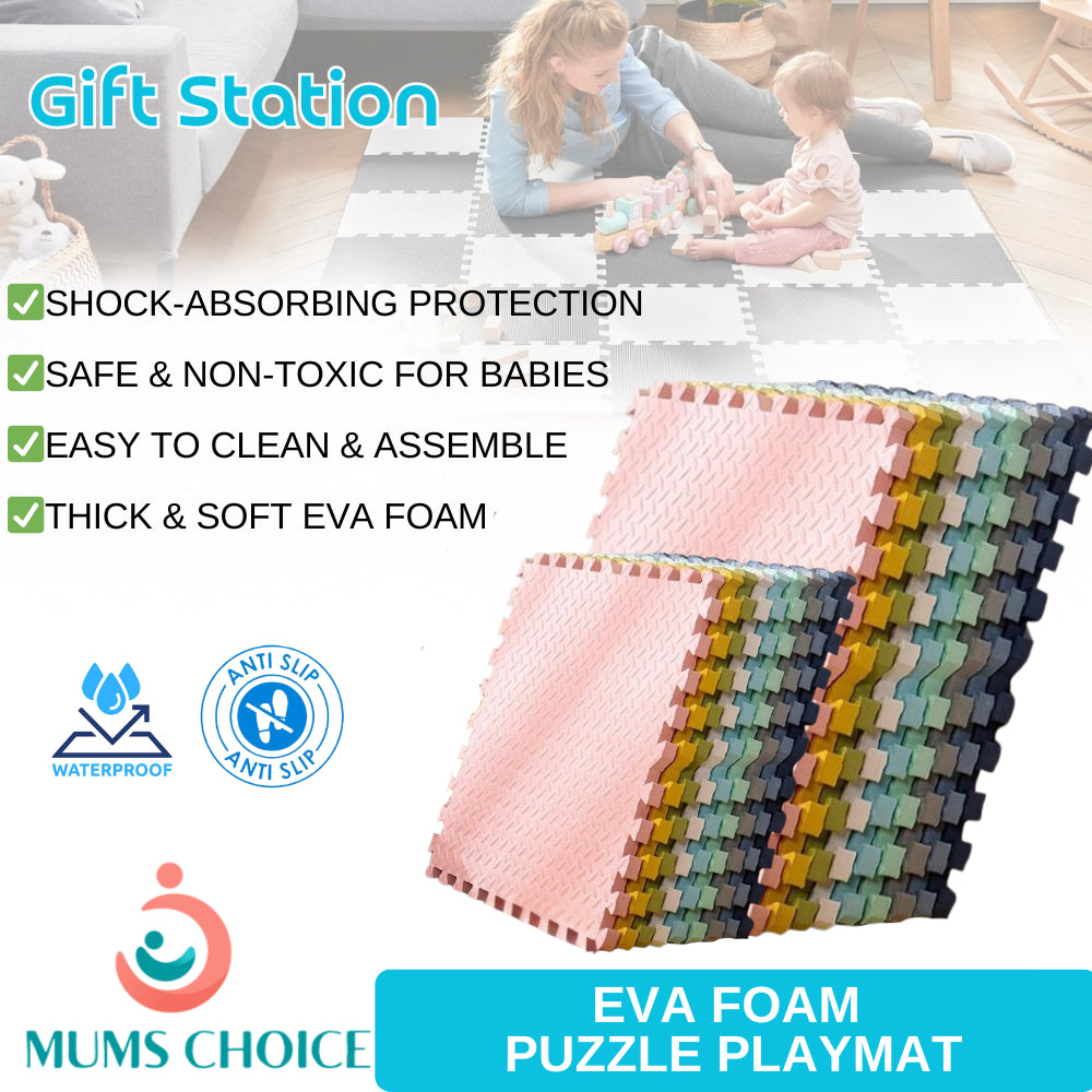 Mums Choice Baby Foam Puzzle Playmat | Double Side Playtime Soft Crawling Floor Mat Child Safety Kids Gift Station