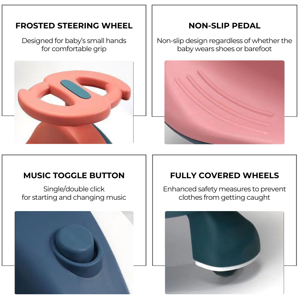 Mums Choice Kids Swivel Ride-On Car | Twisting Toy Car | Child Birthday Present Gift Station