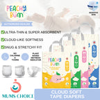 Peachy Bum Cloud Soft Tape Diapers | Size NB | S | M | L (1pack)