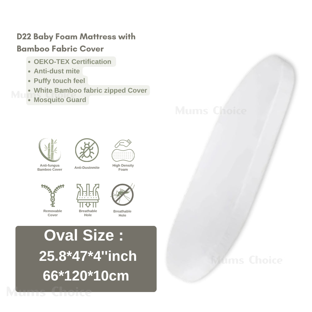 Mums Choice Anti-Dust Mite Bamboo High Density Foam Mattress