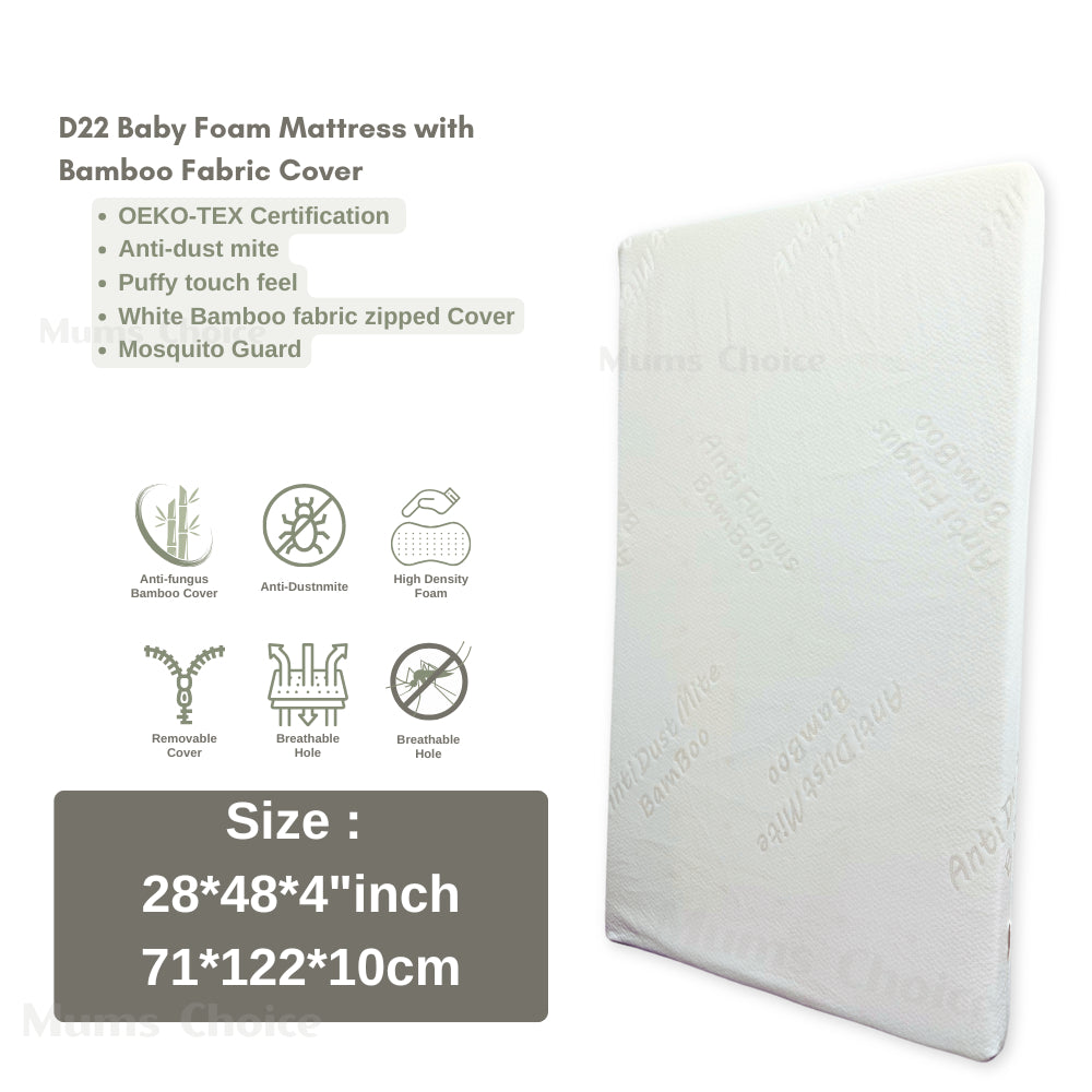 Mums Choice Anti-Dust Mite Bamboo High Density Foam Mattress