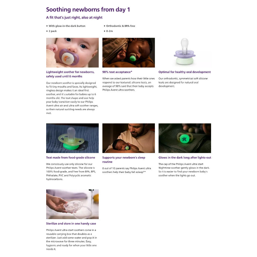Philips Avent Soother ultra start Nighttime SCF075/07