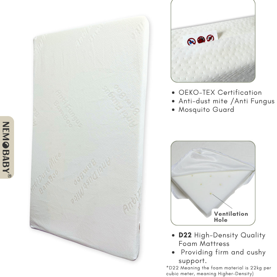 Mums Choice Anti-Dust Mite Bamboo High Density Foam Mattress