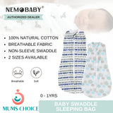 Mums Choice Newborn Baby Cotton Zip Sleeping Bag / Baby Swaddle
