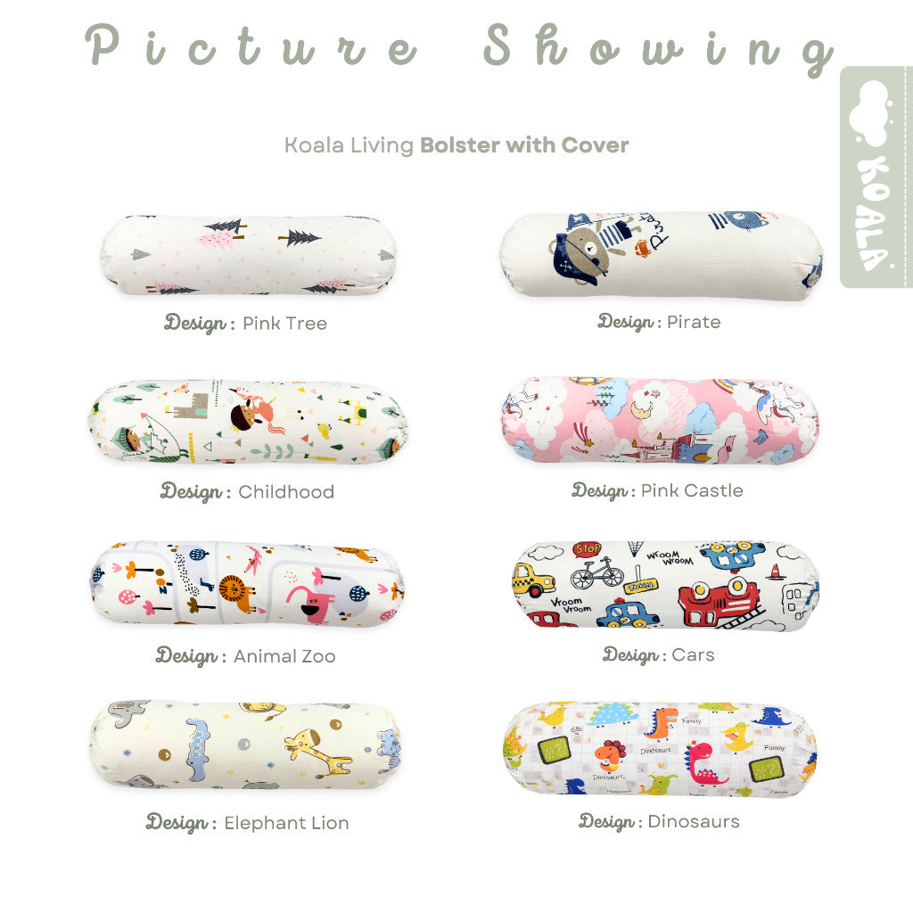 Koala Living 100% Pure Combed  Cotton Toddler Bolster With replacement Cover