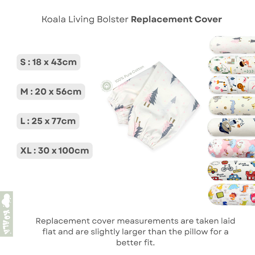Koala Living 100% Pure Combed  Cotton Toddler Bolster With replacement Cover