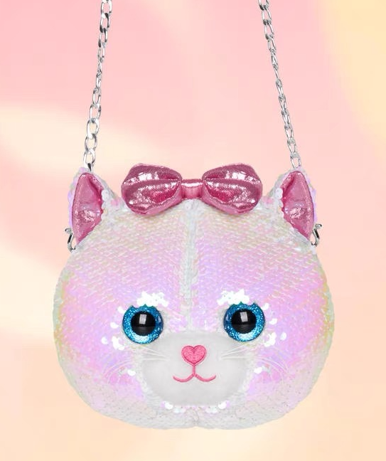 Sequin Crossbody Bag With Chain Cat For Girl 18cm