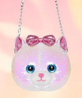 Sequin Crossbody Bag With Chain Cat For Girl 18cm