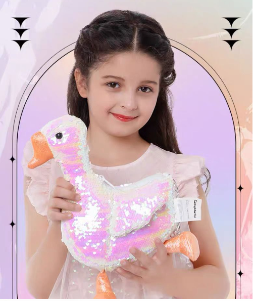 Sequin Crossbody Bag With Chain 27cm-Goose