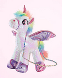 Unicorn Sequin Satchel Bag With Chain, Gifts for Girls-38cm